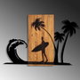 Wallity Surfer Life Accesorio de Pared de Madera y Metal Nogal y Negro